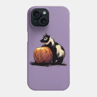 Baby skunk on a pumpkin Phone Case
