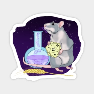 Rat with a magic potion. Starry sky. D20 Magnet