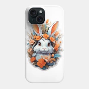 Cute Rabbit Head With Fantasy Flowers Splash Phone Case