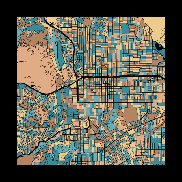 Pasadena Map Pattern in Mid Century Pastel by PatternMaps