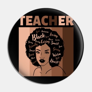 Black Smart Teacher Afro Love Melanin of African American Pin