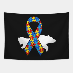 Mama Bear Autism Awareness Puzzle Piece Support Autistic Tapestry