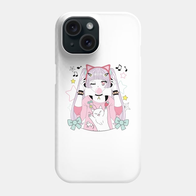 Anime style girl color pink Phone Case by keyanimari