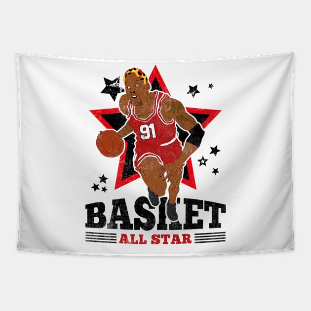 Rodman Basketball The Worm Chicago 91 All Star Tapestry by TEEWEB