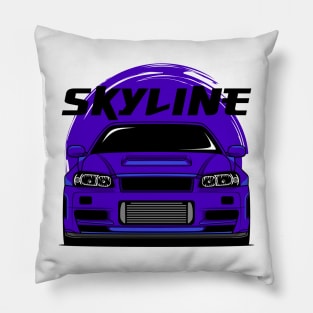 Midnight Purple Skyline R34 Pillow