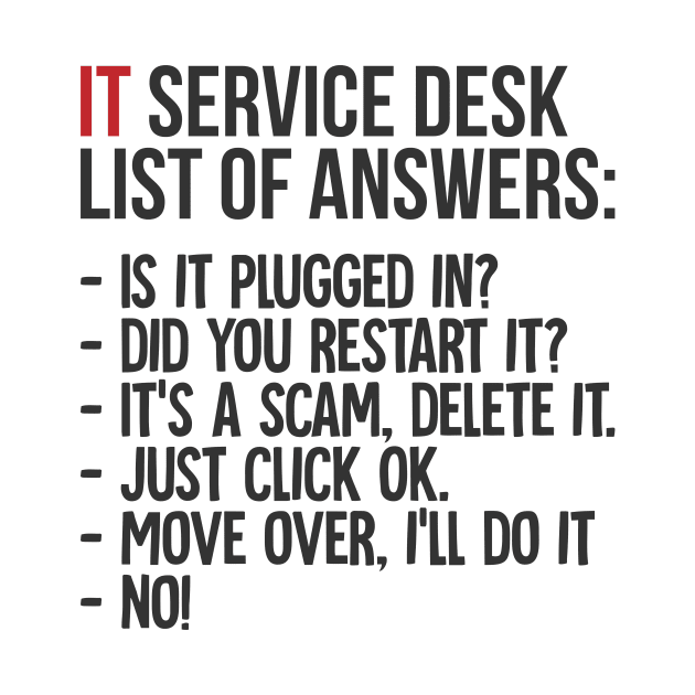 IT Service Desk List Of Answers by SinBle