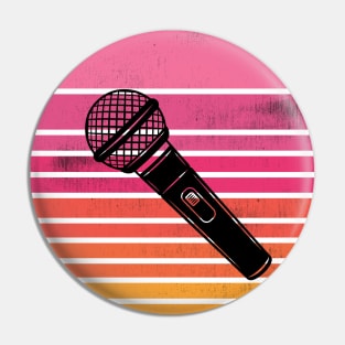 Old School Microphone Sunset Pin