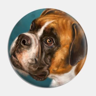 Vibrant Painting of a Gorgeous Brown Boxer Dog on Dark Blue Background Pin