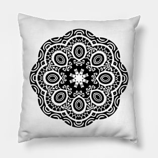 Black tribal mandala Pillow