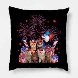 Independence Cat US American Flag Women Men 4th Of July Gift Pillow