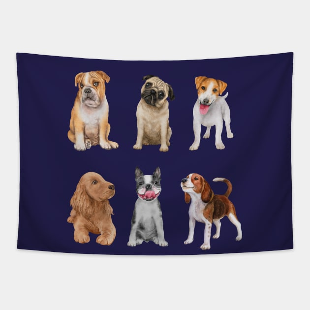 Dogs Breeds Collection Tapestry by Dreamy Feminine