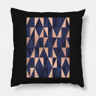 Rose Gold & Navy Geo Abstract Pillow