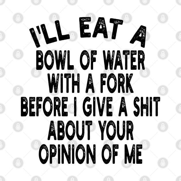 I'll eat a bowl of water with a fork before I give a shit about your opinion of me by mdr design