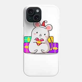 mouse with gifts, Christmas, new year, kawaii style. Phone Case