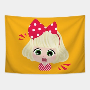 Cute Little Girl With Red Bow Tapestry
