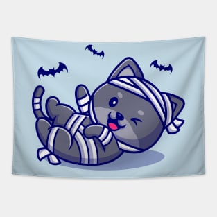 Cute Mummy Cat Laughing Cartoon Tapestry