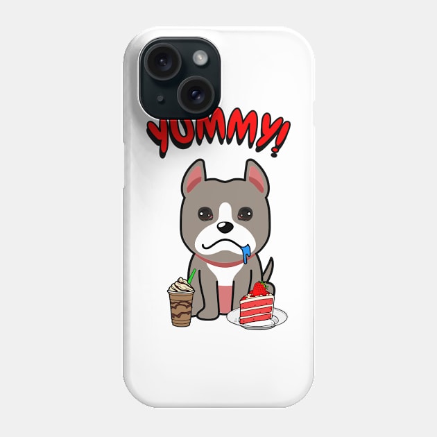 Cute grey dog is having coffee and cake Phone Case by Pet Station