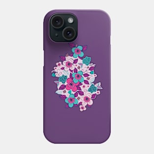 Japanese dream garden flower doodles Phone Case