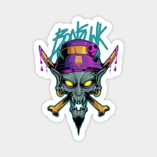 Groovy funky punk zombie head mascot design Magnet