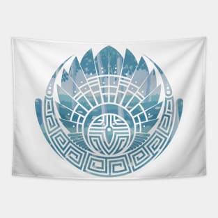 Light Blue Tribal Glyph Tapestry