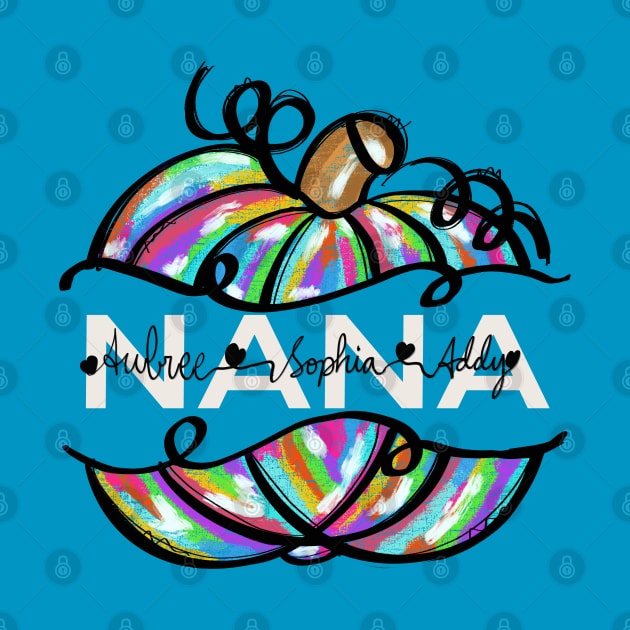 Nana bright colorful pumpkin grandchildren names by Sheila’s Studio