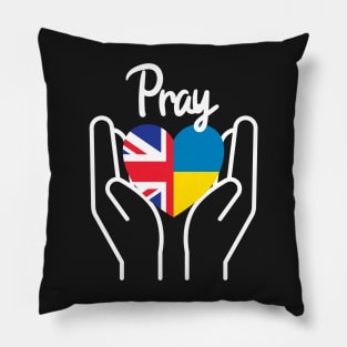 Pray For Ukraine, Pray For Peace, UK Supports Ukraine, UK Stands With Ukraine, Heart With Combined Flags Pillow