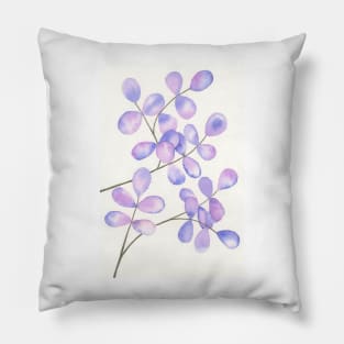 Purple Watercolor Leaves Pillow