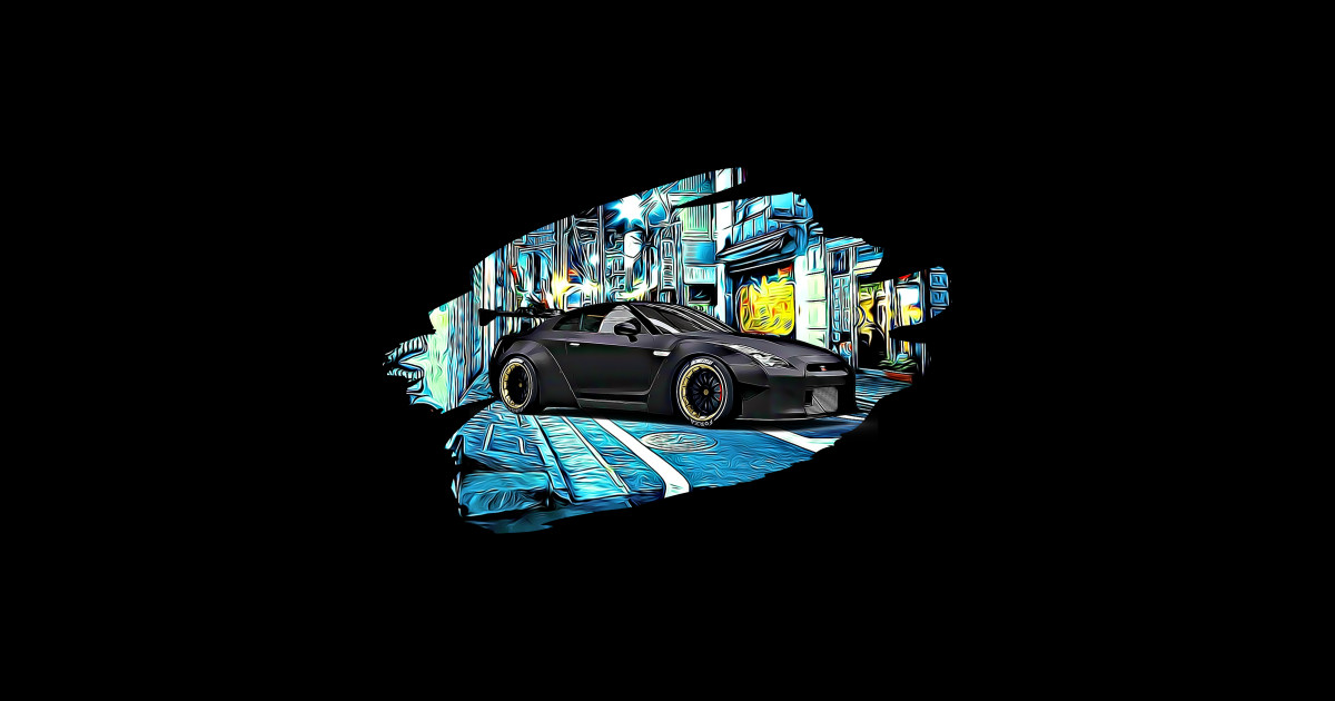 R35 GTR Skyline Custom Tokyo Night Print - Classic - Sticker | TeePublic