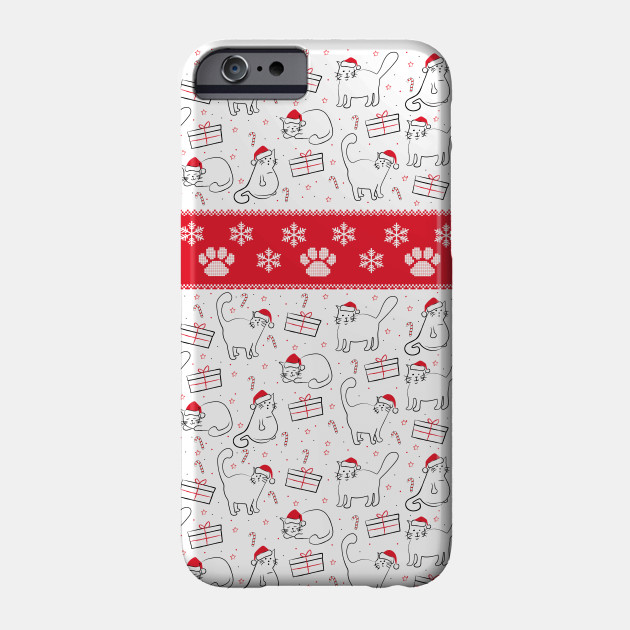 Fat Cats In Santa Hats Christmas Sweater Pattern Cats Phone