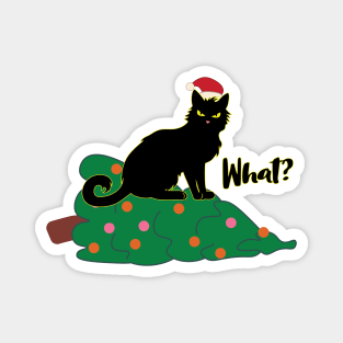 Evil black cat dropped Christmas tree Magnet