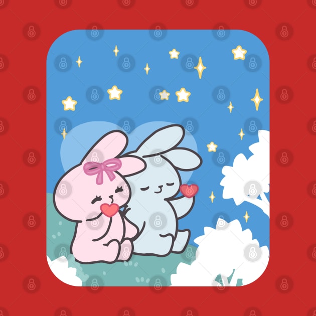 Cute Bunny Loppi Tokki Enjoys the Tranquility of the Night Sky by LoppiTokki