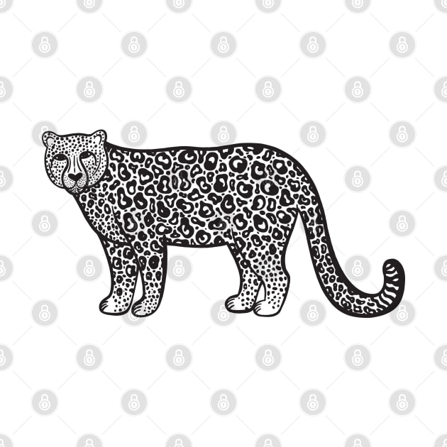 Snow Leopard Ink Art - on light colors by Green Paladin