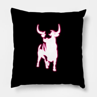 Pink Neon Sign Bull TORO Pillow