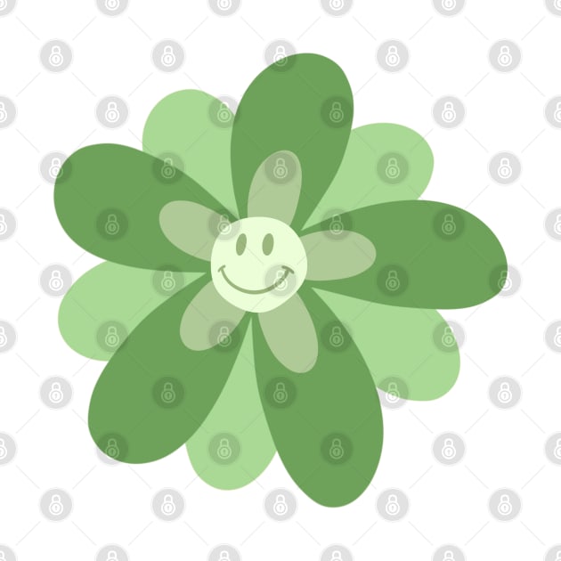 Bright and Cheerful Flower Smiley Face -  spring green by JuneNostalgia