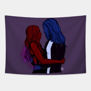 the colors red & blue Tapestry