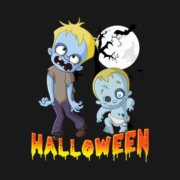 Creepy Zombie Babies Graveyard Retro Halloween Shirt by PowderShot