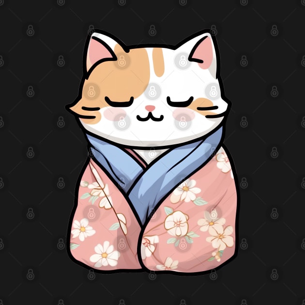 Cute cat in a cosy kimono by InkPulse