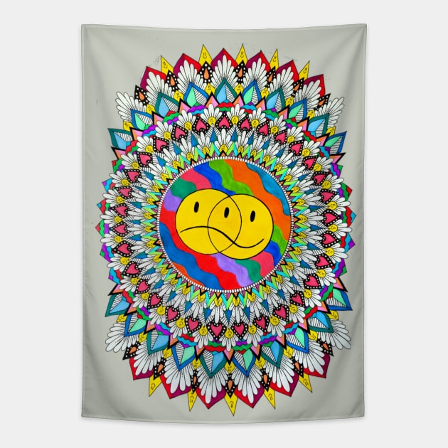 Mixed Emotions Mandala Tapestry by Art by Rory 
