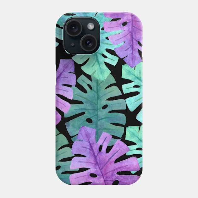 Monstera Plant Purple Green Phone Case by Live Together