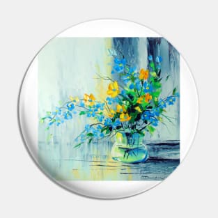 A bouquet of blue and yellow flowers Pin