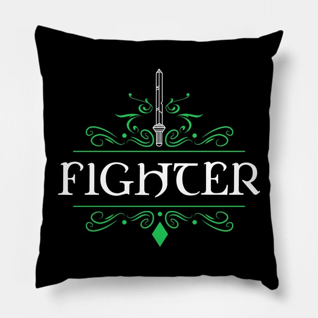 Fighter Character Class RPG Tabletop Gaming Pillow by pixeptional