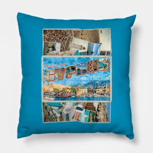 Greetings from Cyprus Vintage style retro souvenir Pillow