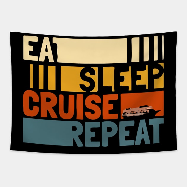 eat sleep cruise repeat Tapestry by Vortex.Merch