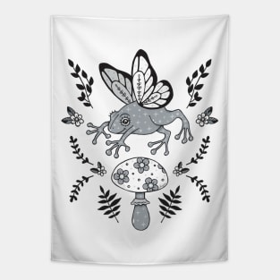 Froggy Fairy and Flower Mushroom Tapestry