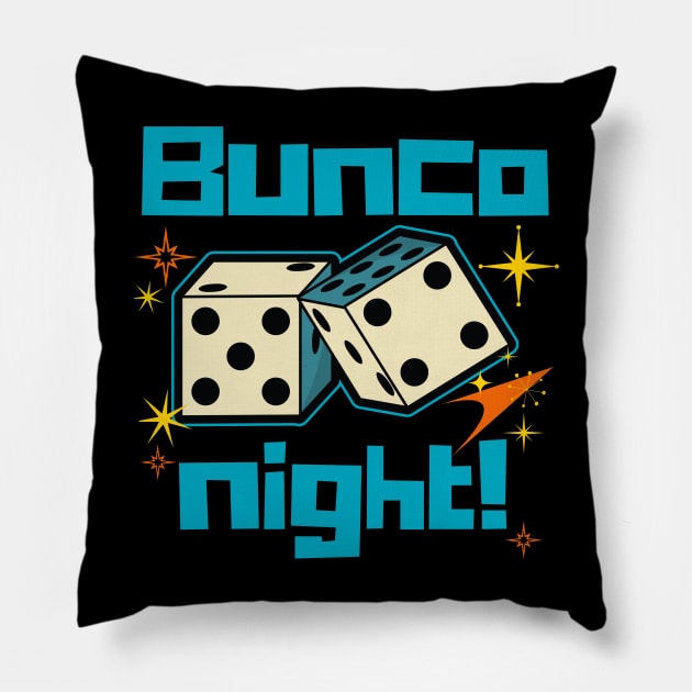 Retro Bunco Night Pillow by MalibuSun