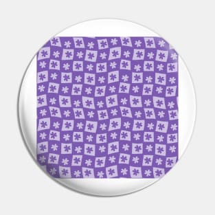 Floral Checker Board - lavender and purple Pin