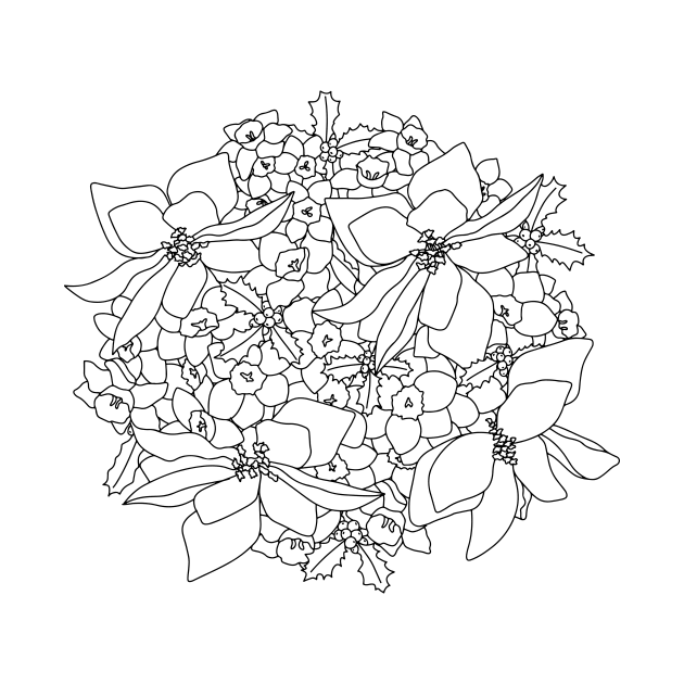 December Birth Month Flower Bouquet Drawing by EKA Design