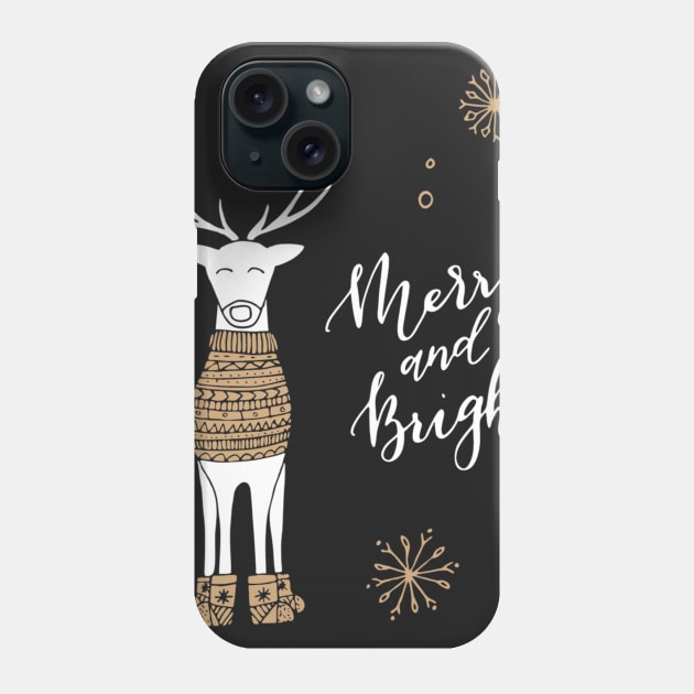 Merry and Bright Deer Phone Case by chrissyloo