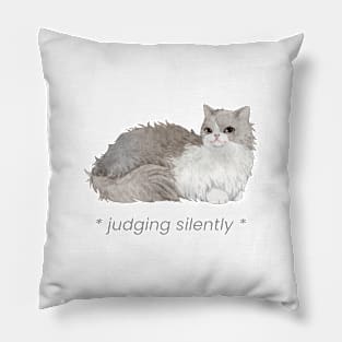 Judging silently cat front print Pillow