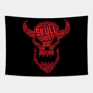 Word Art - Halloween Demon Skull Head Tapestry